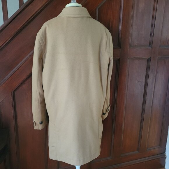Gap Tan Beige Wool Blend Coat L Sherpa Lining - Picture 12 of 13
